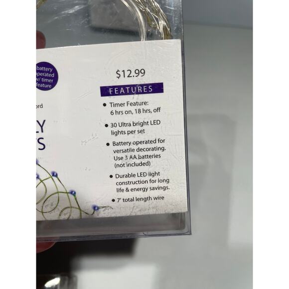 Firefly Lights 30 Blue Ultra Bright Lights on Silver Cord Battery Operated - Picture 2 of 3